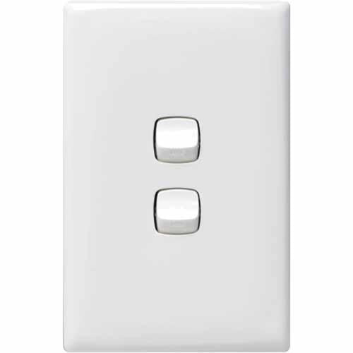 HPM Linea DOUBLE GANG SWITCH 127mm X 82mm White