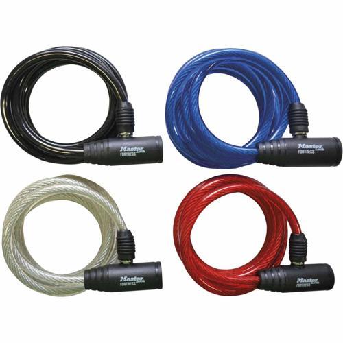 Master Lock Keyed Cable Lock Self Coiling 1.8m X 8mm Assorted