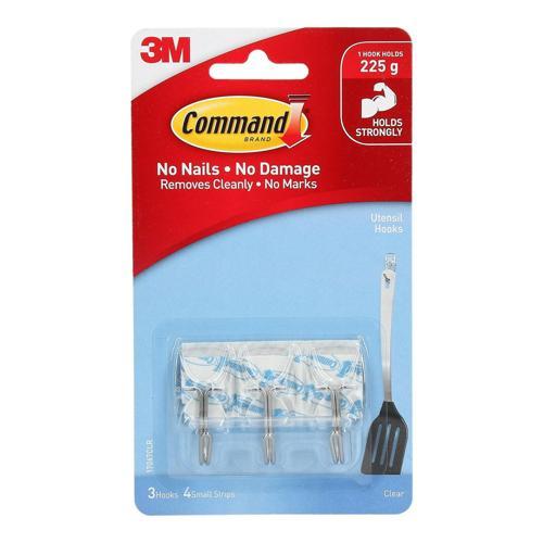 Command Utensil Hooks Small Clear Pack of 3