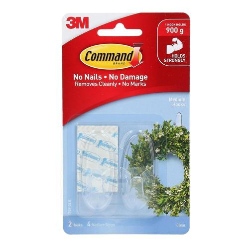 Command Hooks Medium Clear Pack of 2