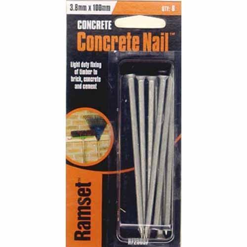 Ramset Concrete Nail 100mm Silver Pack of 8