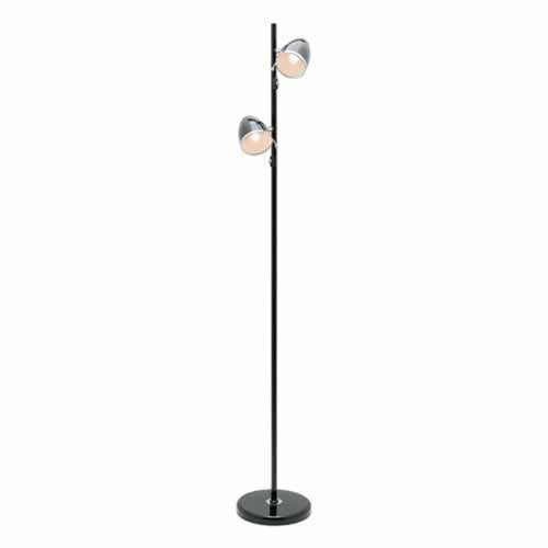 Mercator Sara 2 Light Floor Lamp E27 2x 28 Watt Black