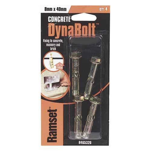 Ramset Dynabolt 8 X 40mm Pack of 4