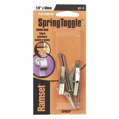 Ramset Spring Toggles 1/8 Inch X 50mm Zinc Passivated Pack of 4