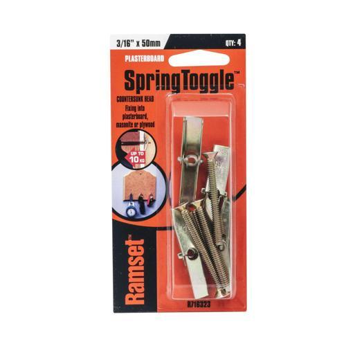 Ramset Spring Toggle Countersunk 3/16 Inch X 50mm Pack of 4