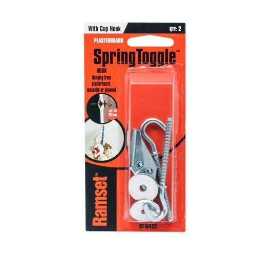 Ramset Spring Toggle Cup Hook 3/16 Inch X 50mm Zinc Passivated Pack of 2