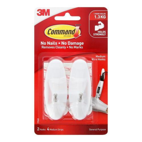 Command Wire Hooks Medium White Pack of 2