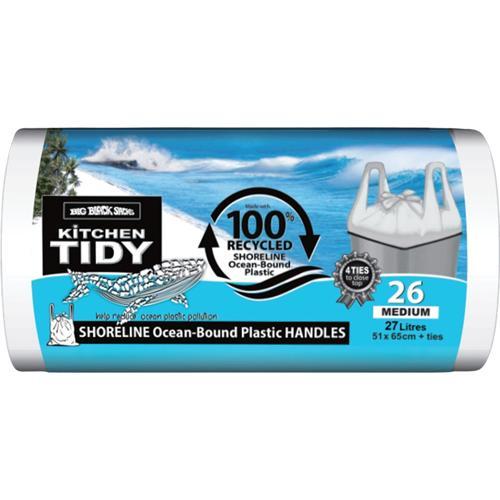 Big Black Sacks Shoreline Ocean-Bound Plastic Rubbish Bag 26 Pack of 24