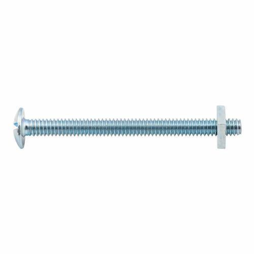 Zenith Mushroom Head Bolt & Nut 1/4 Inch X 75mm Zinc Plated Pack of 6
