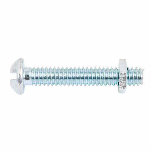 Zenith Round Head Bolt & Nut 1/4 Inch X 38mm Zinc Plated Pack of 10