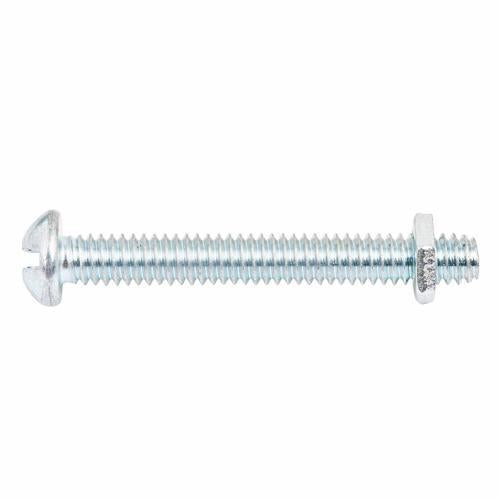 Zenith Round Head Bolt & Nut 1/4 Inch X 50mm Zinc Plated Pack of 8