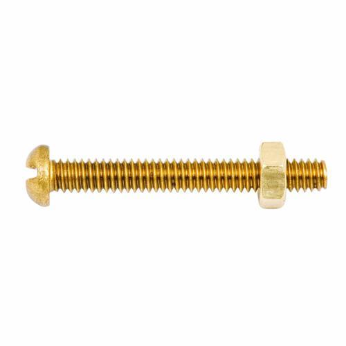 Zenith Round Head Bolt & Nut 1/8 Inch X 25mm Solid Brass Pack of 12