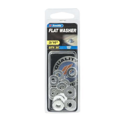 Zenith Flat Washer 3/16 Inch Zinc Plated Pack of 35