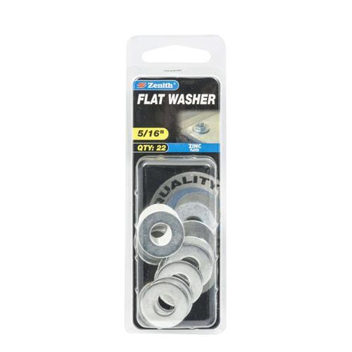 Zenith Flat Washer 5/16 Inch Zinc Plated Pack of 22