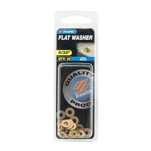 Zenith Flat Washer 5/32 Inch Solid Brass Pack of 30
