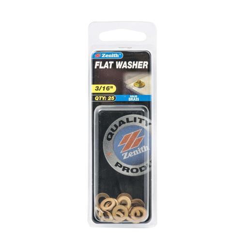 Zenith Flat Washer 3/16 Inch Solid Brass Pack of 25