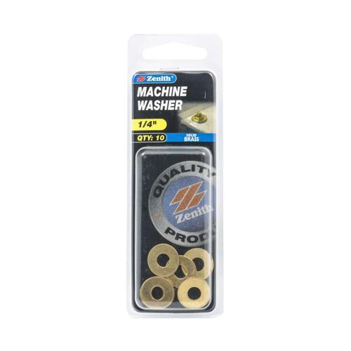 Zenith Machine Washer 1/4 Inch Solid Brass Pack of 10