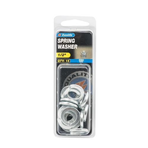 Zenith Spring Washer 1/2 Inch Zinc Plated Pack of 15