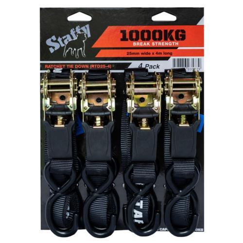 Staffy Ratchet Tie Down Pack of 4