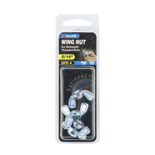 Zenith Wing Nut 5/16 Inch Pack of 4 Zinc Plated