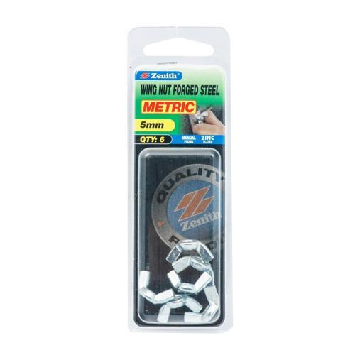 Zenith Forged Steel Wing Nut M5 Pack of 6 Zinc Plated