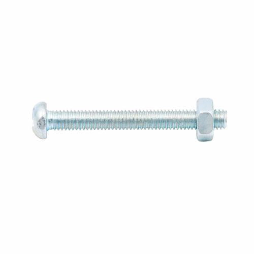 Zenith Round Head Bolt & Nut 3 X 25mm Zinc Plated Pack of 25