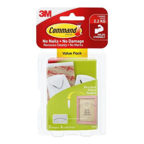 Command Wire-Backed Picture Hooks Large White Pack of 3