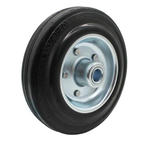 Winmore Hardware Rubber Tyred Steel Centered Wheel 160mm Black