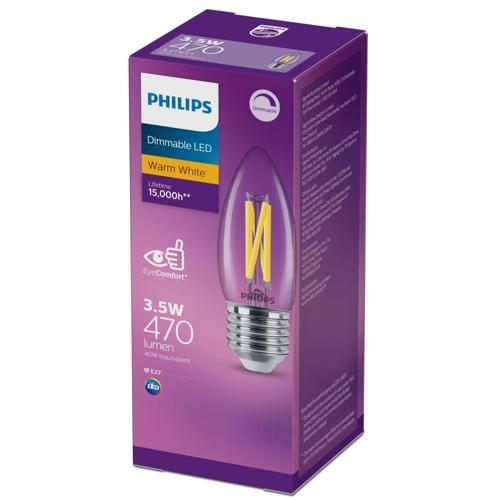 Philips LED Candle 3.5 Watt 470 Lumens Edison Scre Watt Filament Clear