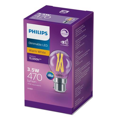 Philips LED Lustre 3.5 Watt 470 Lumens Bayonet Cap Filament Clear