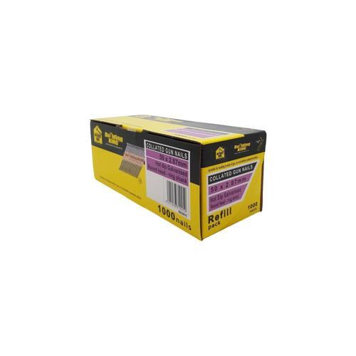 Building King Collated Gun Nail 50G X 2mm Pack 1000 Galvanised Pack of 1 000