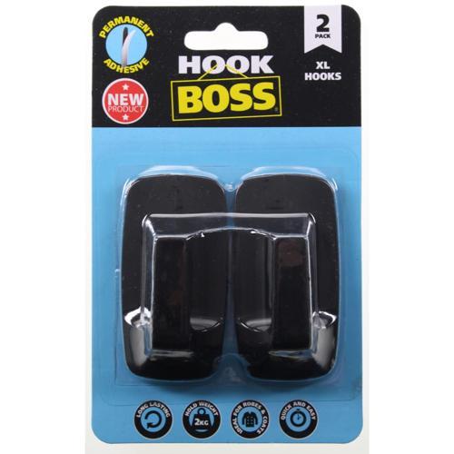 Hook Boss Permanent Hook 2 Pack Black Pack of 2