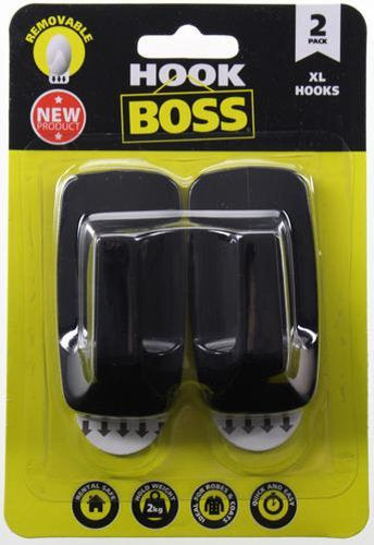 Hook Boss Removable Hook 2 Pack Black Pack of 2