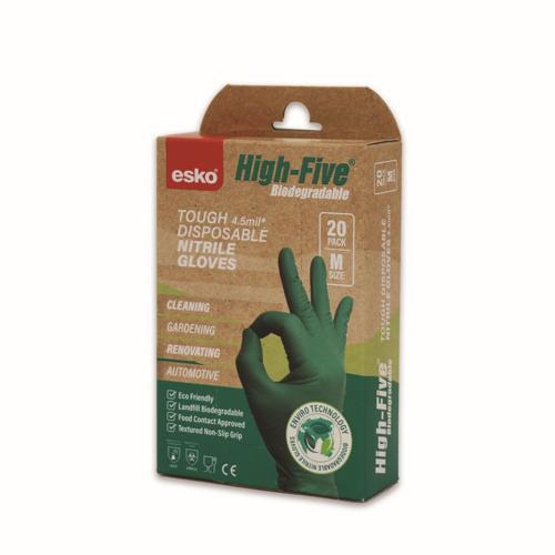 Esko Tough Dispoable Biodegradable Nitrile Gloves Medium Green