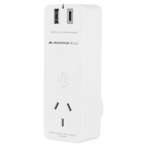Mercator Ikuu Adaptor With USB Ports 230-240 Volt White