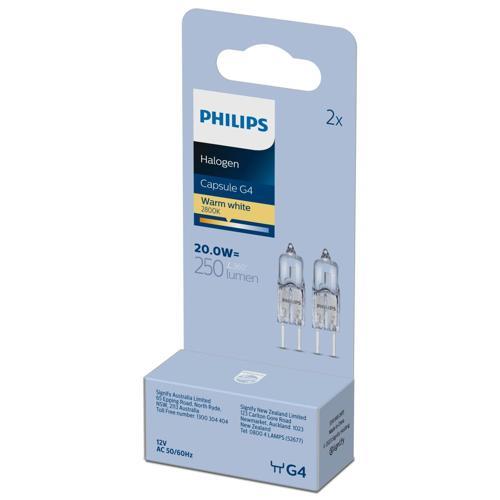 Philips Essential 20w G4 12v Clear Halogen Capsule 2 Pack