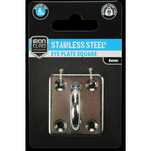 Iron Clad Square Eye Plate 6mm Stainless Steel 316