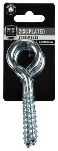 Iron Clad Screw Eye 9.5x100mm Zinc Plated Pack of 2