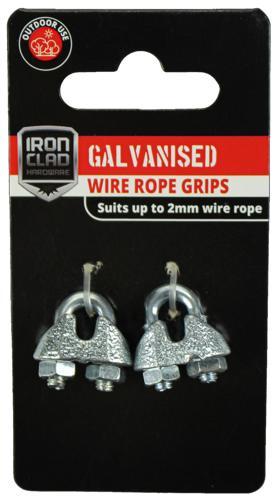 Iron Clad Wire Rope Grip 2mm Galvanised Pack of 2