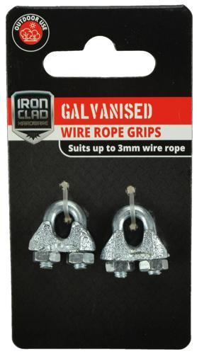 Iron Clad Wire Rope Grip 3mm Galvanised Pack of 2