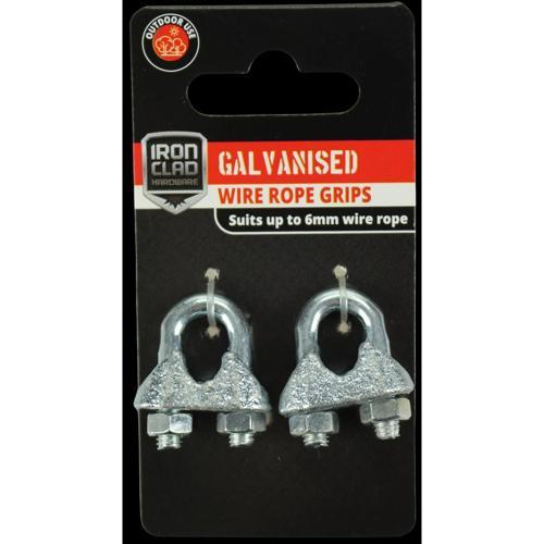Iron Clad Wire Rope Grip 6mm Galvanised Pack of 2
