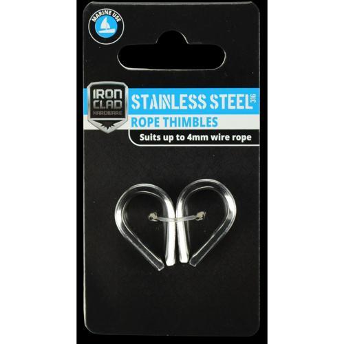 Iron Clad Rope Thimble 4mm Stainless Steel 316 Pack of 2