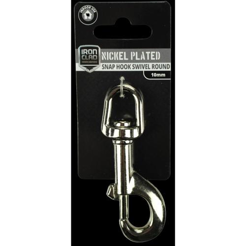Iron Clad Snap Hook Round Swivel 10mm Nickel Plated
