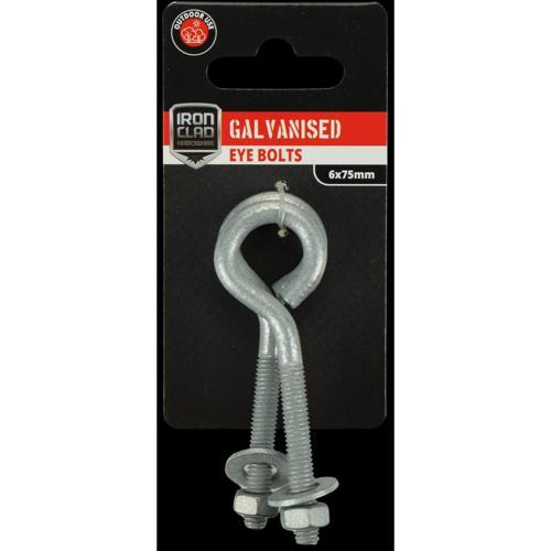 Iron Clad Eye Bolt 6x75mm Galvanised Pack of 2