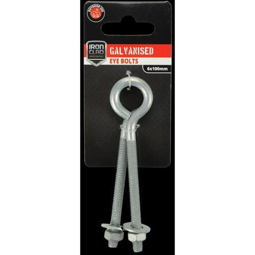 Iron Clad Eye Bolt 6x100mm Galvanised Pack of 2