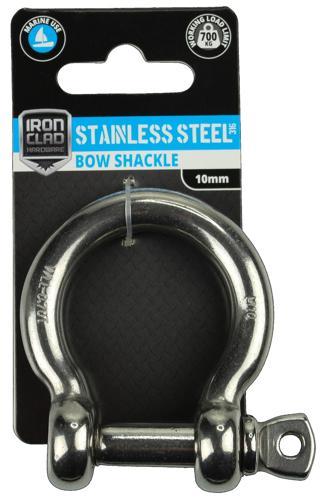 Iron Clad Bow Shackle 10mm Stainless Steel 316