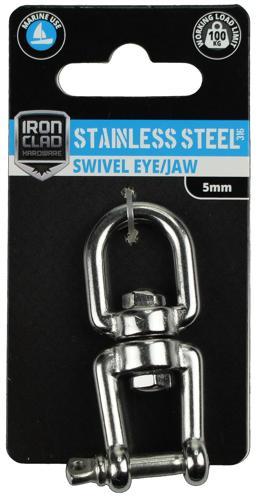 Iron Clad Swivel Eye/Jaw 5mm Stainless Steel 316