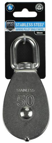 Iron Clad Single Swivel Awning Pulley 50mm Stainless Steel 316