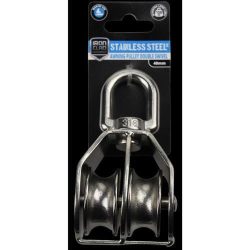 Iron Clad Double Swivel Awning Pulley 40mm Stainless Steel 316