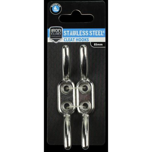 Iron Clad Cleat Hooks 90mm Stainless Steel 316 Pack of 2